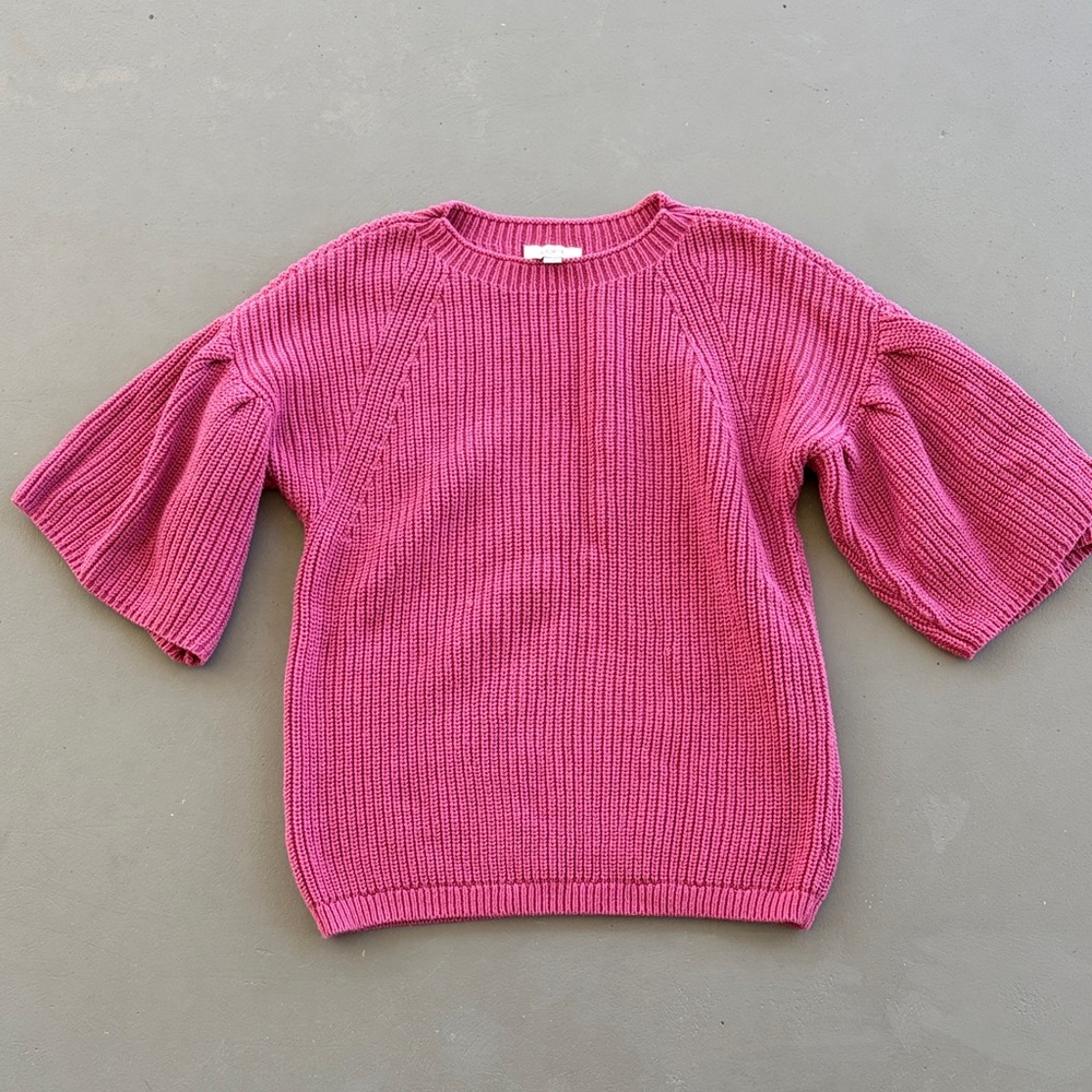 LOFT Pink Short Flutter Sleeve Sweater Size Small